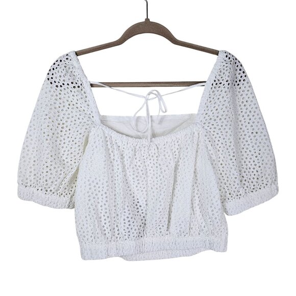 Everlane The Eyelet Cotton Blouse S White Coquette Feminine Cottagecore NWT - Picture 2 of 12